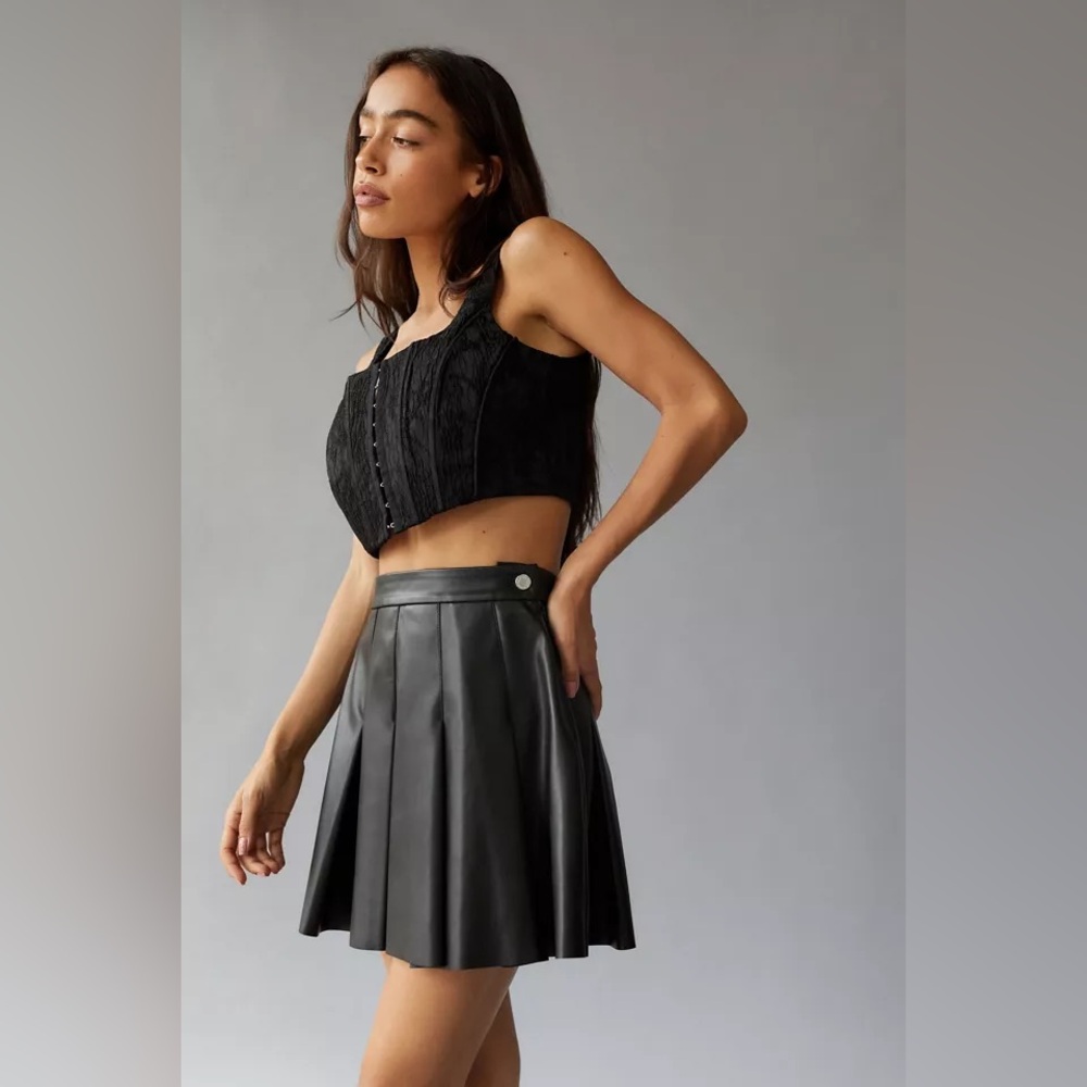 WeWoreWhat Pleated Faux Leather Mini Skirt size S